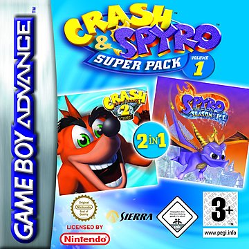 Crash and Spyro SuperPack Volume 1: Crash N-Tranced and Spyro: Season of Ice - GBA Cover & Box Art