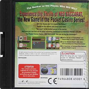 Pocket Casino Series: Neo Baccarat - Neo Geo Pocket Colour Cover & Box Art
