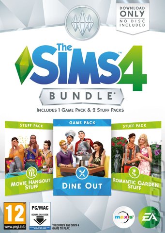 The Sims 4: Bundle (Dine Out + Movie Hangout & Romantic Garden Stuff) - PC Cover & Box Art