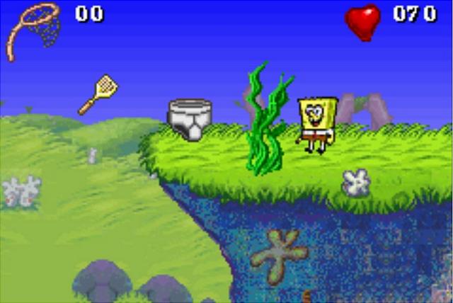 2 Games in 1: SpongeBob Squarepants SuperSponge + Rugrats Go Wild - GBA Screen