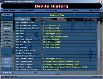 NHL Eastside Hockey Manager - PC Screen