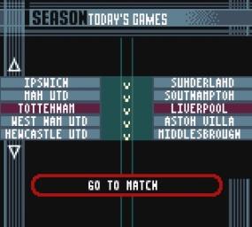 FA Premier League Stars 2001 - Game Boy Color Screen