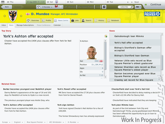 Football Manager 2010 - PC Screen