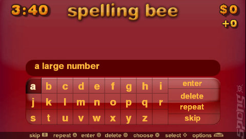 Spelling Challenges and More! - PSP Screen
