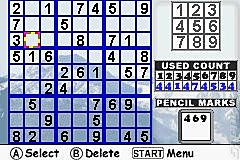 Sudoku Fever - GBA Screen
