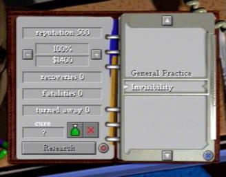 Theme Hospital - PlayStation Screen