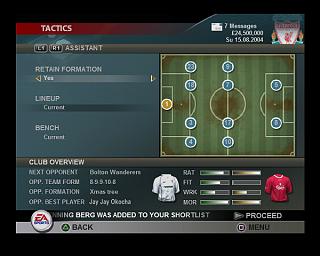 Total Club Manager 2005 - Xbox Screen