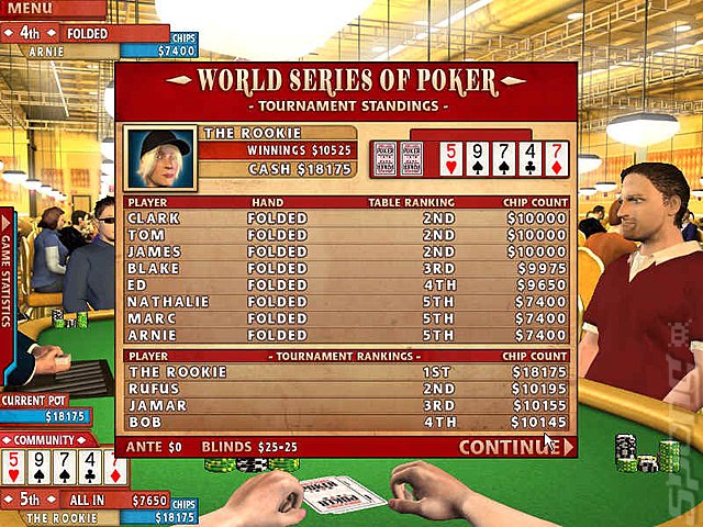 World Series of Poker - PC Screen