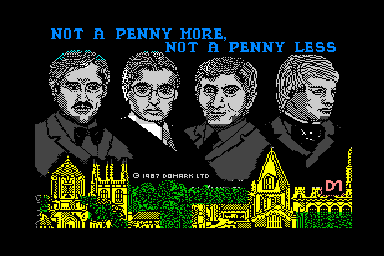 Jeffrey Archer's Not a Penny More not a Penny Less - C64 Screen