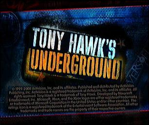 Tony Hawk's Underground - Xbox Screen
